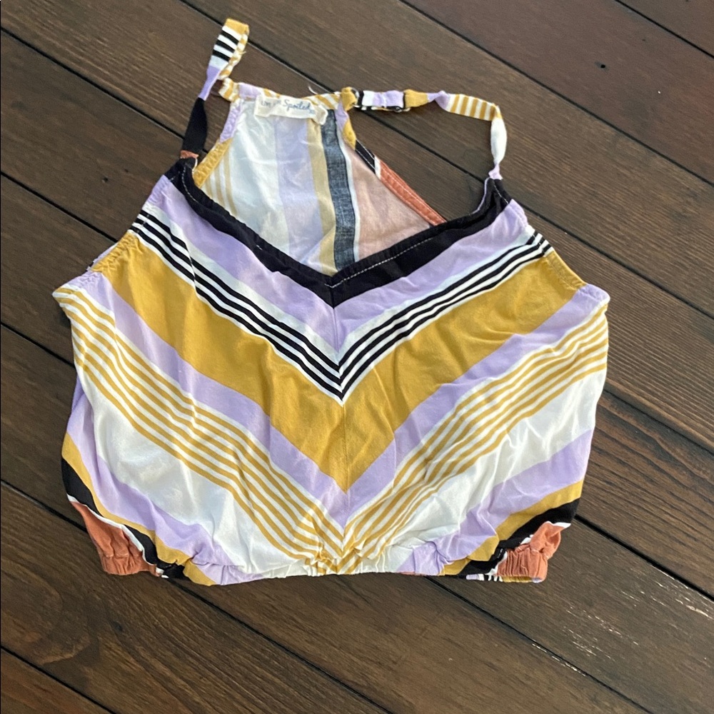 So croppedStriped Halter Top with Multicolor Chevron Pattern in size-XS